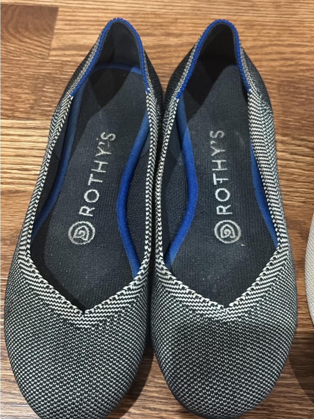 Rothy's Black & White Knit Pointed Toe Flats
